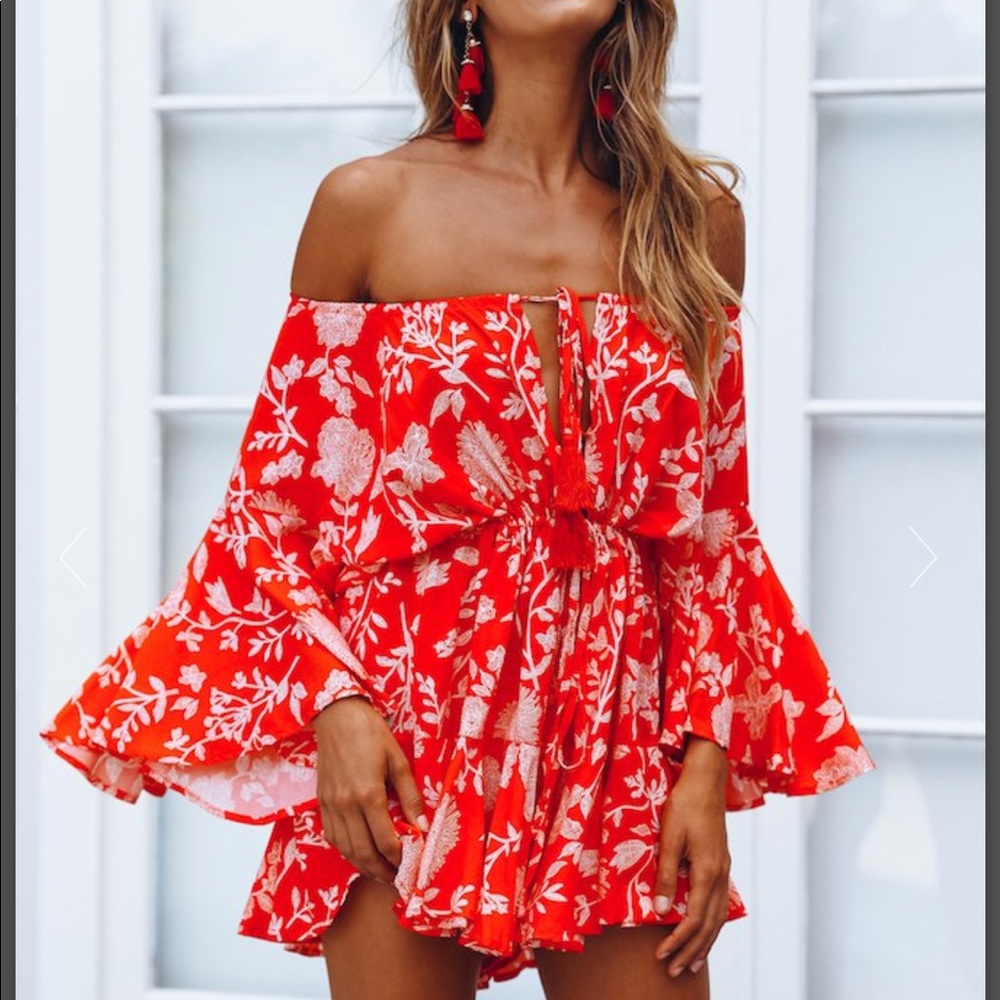 Flirty red romper